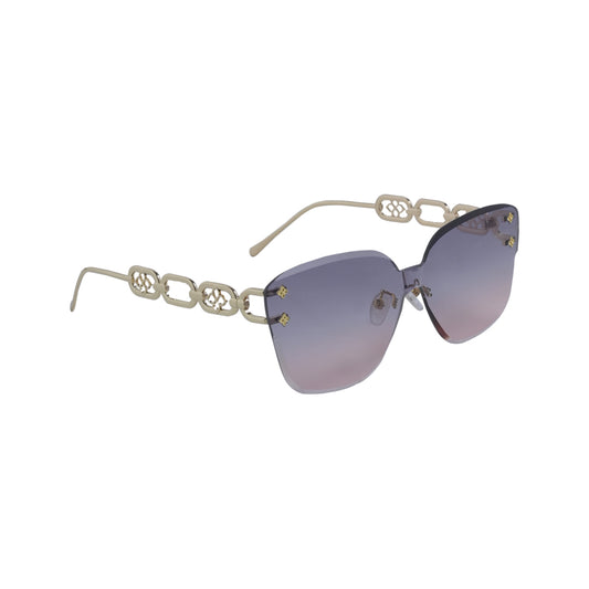 Luxury Women's Pink Rimless Butterfly Sunglasses – Gold Chain Design