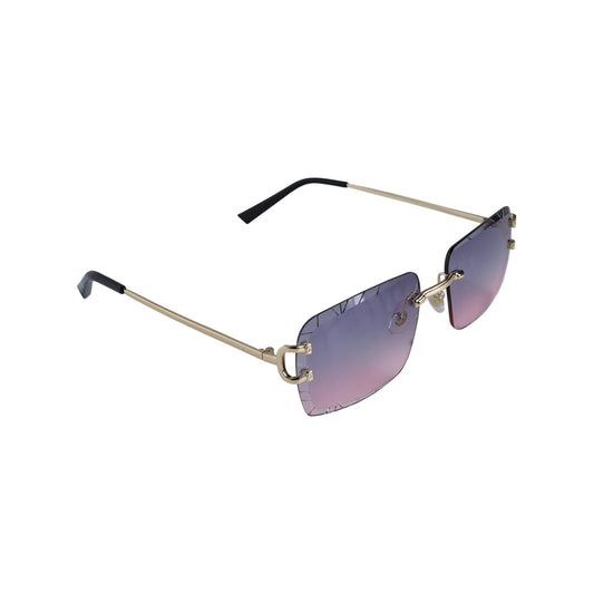 Luxury Female Rimless Square Sunglasses with Etched Gradient Lenses