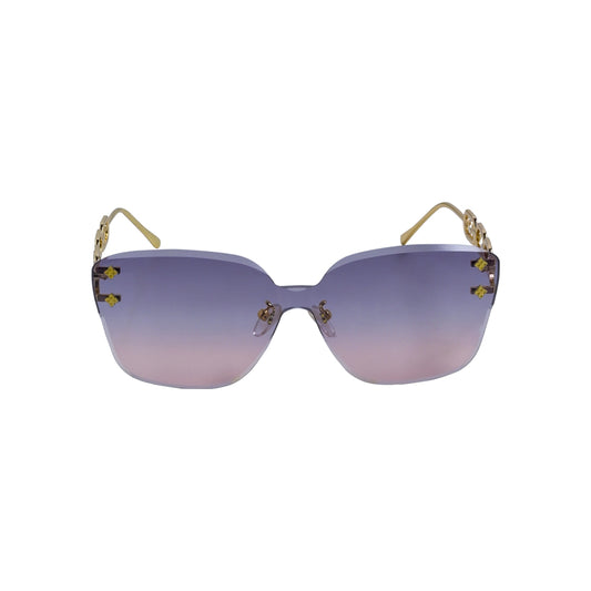 Luxury Women's Pink Rimless Butterfly Sunglasses – Gold Chain Design