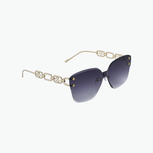 Luxury Women's Rimless Butterfly Sunglasses – Gold Chain Design Black