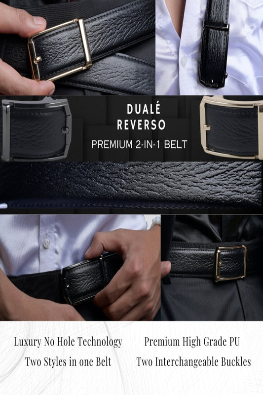 DUALÉ REVERSO – Premium 2-in-1 No-Hole Belt with Interchangeable Buckles