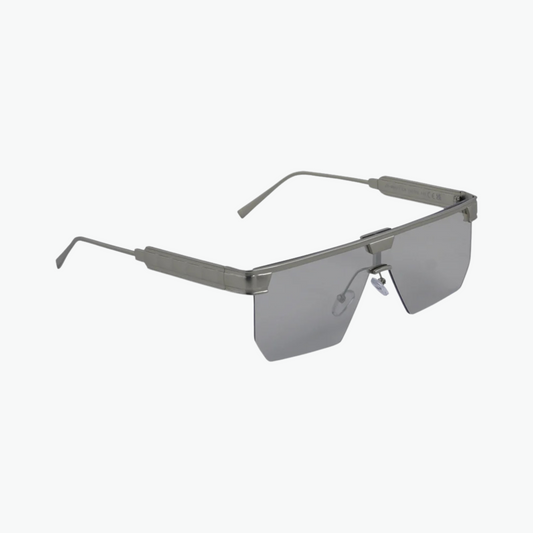 Futuristic Shield Sunglasses – Silver Frame with Mirror Lenses