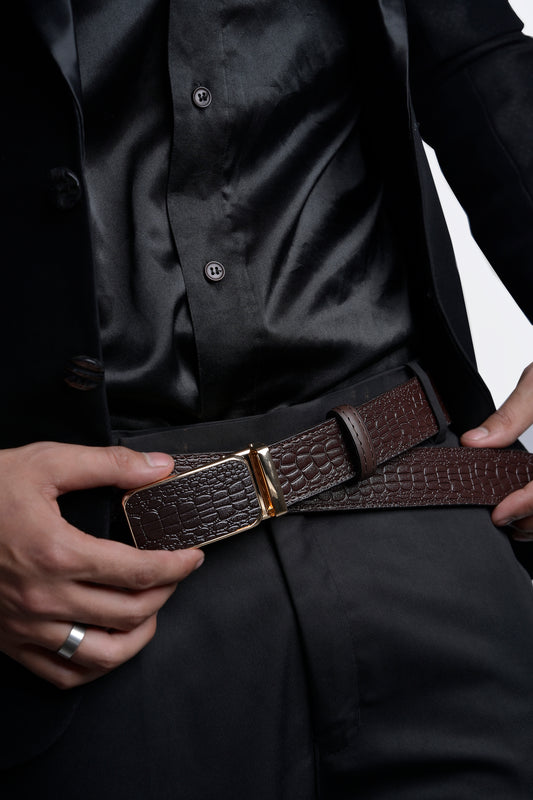 The Baron Brown PU Belt: Luxury No-Hole Design with 1-Year Warranty