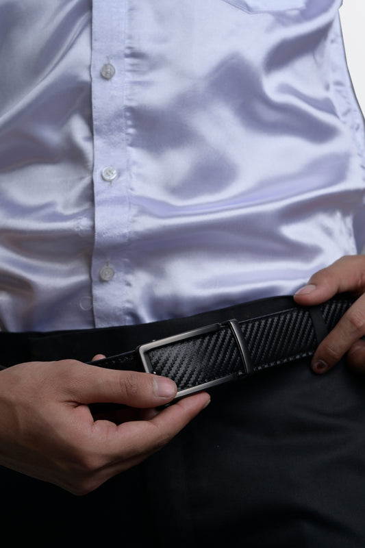 DUALÉ NOIR : Premium 2-in-1 No-Hole Belt with Interchangeable Buckles