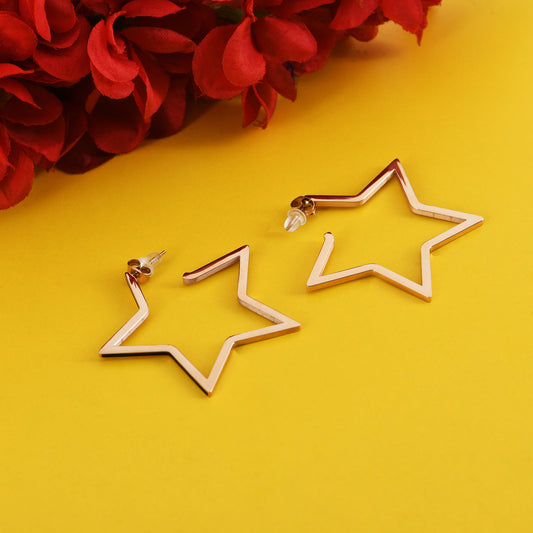 Radiant Rose Gold Star Hoop Earrings