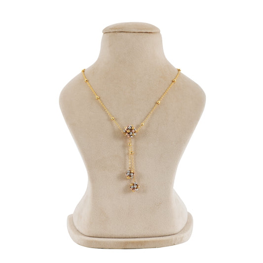 22K Plated Golden Copper Jewelry Set (Necklace, Bracelet, Earrings)