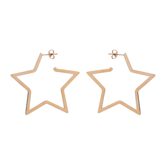 Radiant Rose Gold Star Hoop Earrings