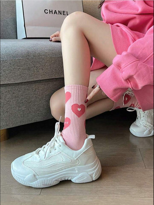 The Accessory Story Chic Women's Heart Print Cotton Socks : Soft, Breathable & Anti-odor fabric blend I Easy Care