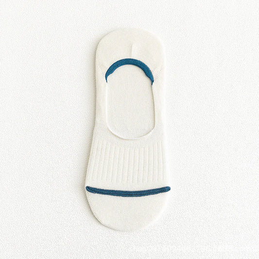 The Accessory Story Premium Mens Ultra-Comfort No-Show Socks -White & Blue Sleek Design - Silicone Grip I Anti-Slip I Breathable I No Smell Socks