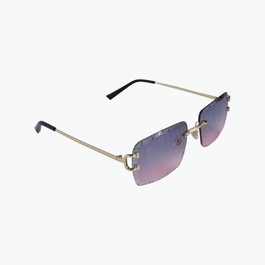 Luxury Female Rimless Square Sunglasses with Etched Gradient Lenses