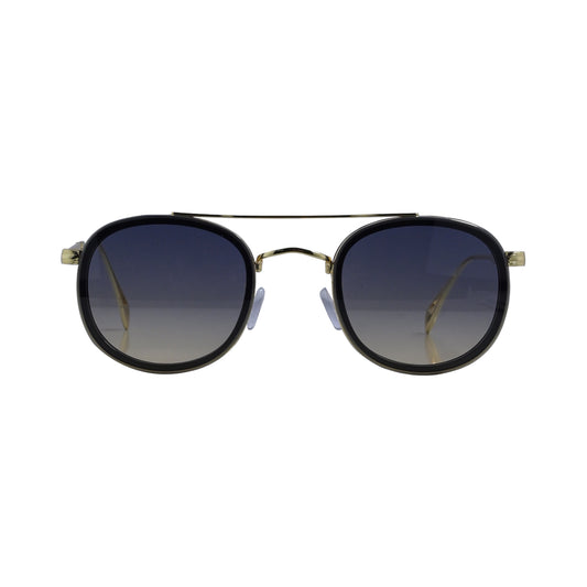 Classic  Round Aviator Sunglasses – Black & Gold Frame with Gradient Lenses