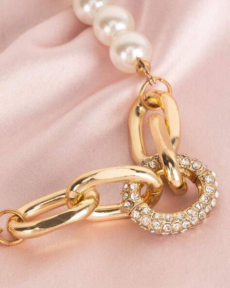 Minimalist Pearl & Gold Toggle Clasp Necklace and Bracelet - 2 in1 Collection