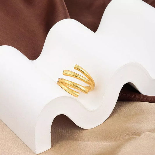 Spiral Gold Stacking Ring - Adjustable Contemporary Ring - Anti Tarnish I Stainless Steel I Premium Plating for longer shine