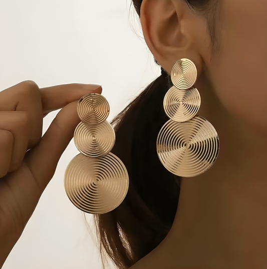 Triple Circle Gold Earrings
