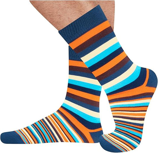 The Accessory Story Men’s Cotton Crew Socks – Bold Striped Design I Soft & Breathable for All-Day Comfort I No Smell Socks I Ideal For All day wear I Premium Cotton Blend