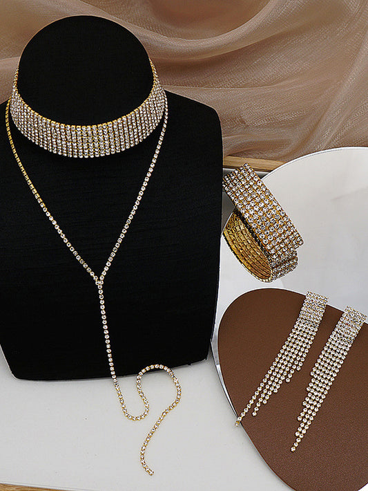 22K Plated Golden Copper Jewelry Set (Necklace, Earrings)