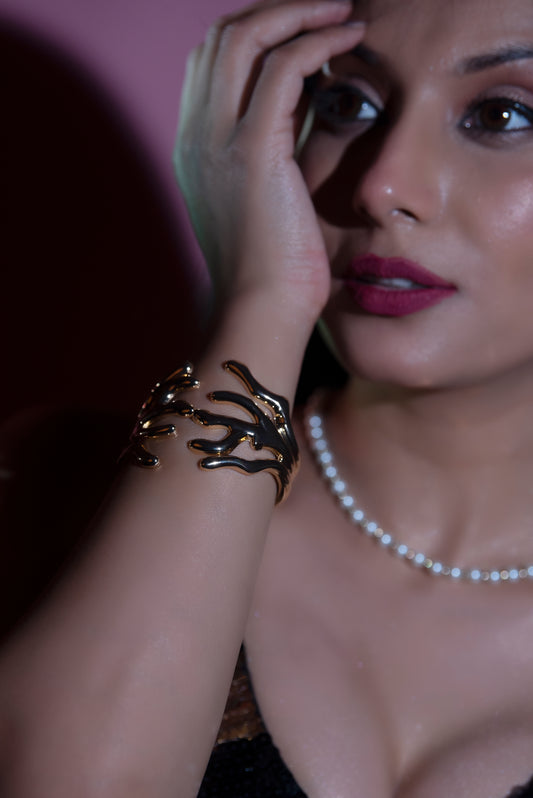 Bold Sculptural Gold Cuff Bracelet