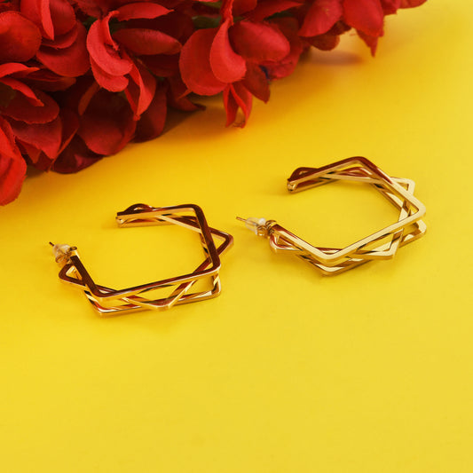 Sleek Gold Square Hoop Earrings