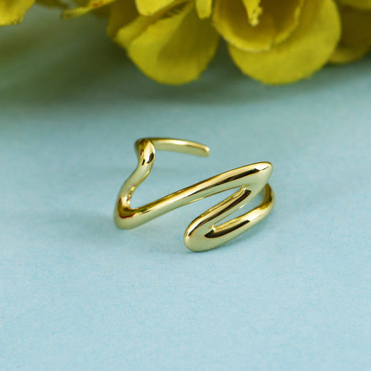 Zig Zag Gold Stacking Ring - Adjustable Contemporary Ring- Anti Tarnish I Stainless Steel I Premium Plating for longer shine