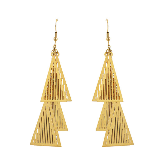 Modern Gold Mesh Triangle Earrings