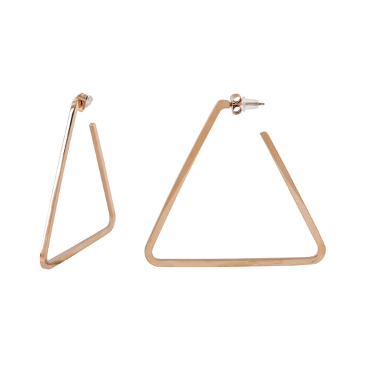 Minimalist Rose Gold Triangle Hoop Earrings