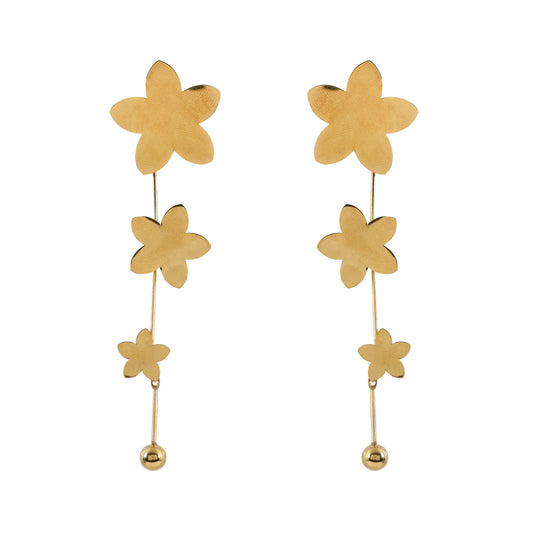 Gold Flower Tassel Earrings
