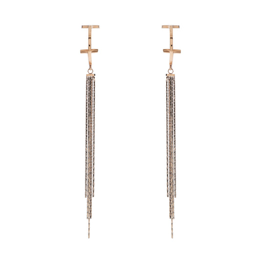 Chic Long Rose Gold Tassel Earrings