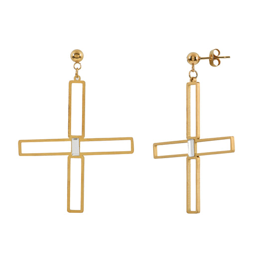 Classic Gold Cross Hoop Earrings