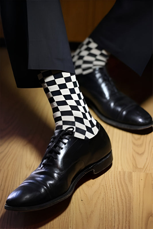 The Accessory Story Premium Black & White Checkerboard Cotton Socks: Bold, Stylish & Ultra-Comfortable I Soft, Breathable & Anti-odor fabric blend I Anti Slip Grip I Universal Size- Fits all