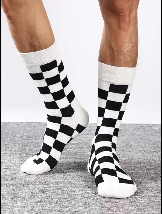 The Accessory Story Premium Black & White Checkerboard Cotton Socks: Bold, Stylish & Ultra-Comfortable I Soft, Breathable & Anti-odor fabric blend I Anti Slip Grip I Universal Size- Fits all