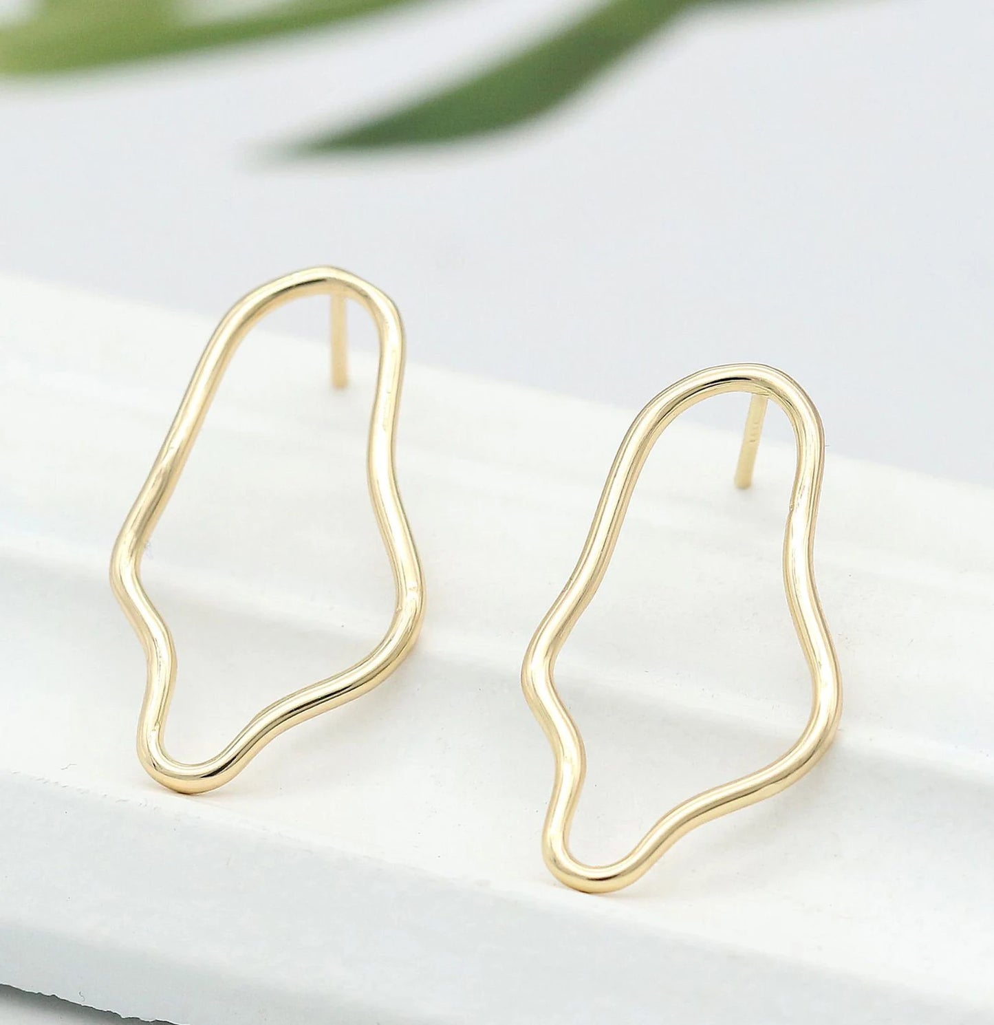 Asymmetrical Gold Hoop Earrings