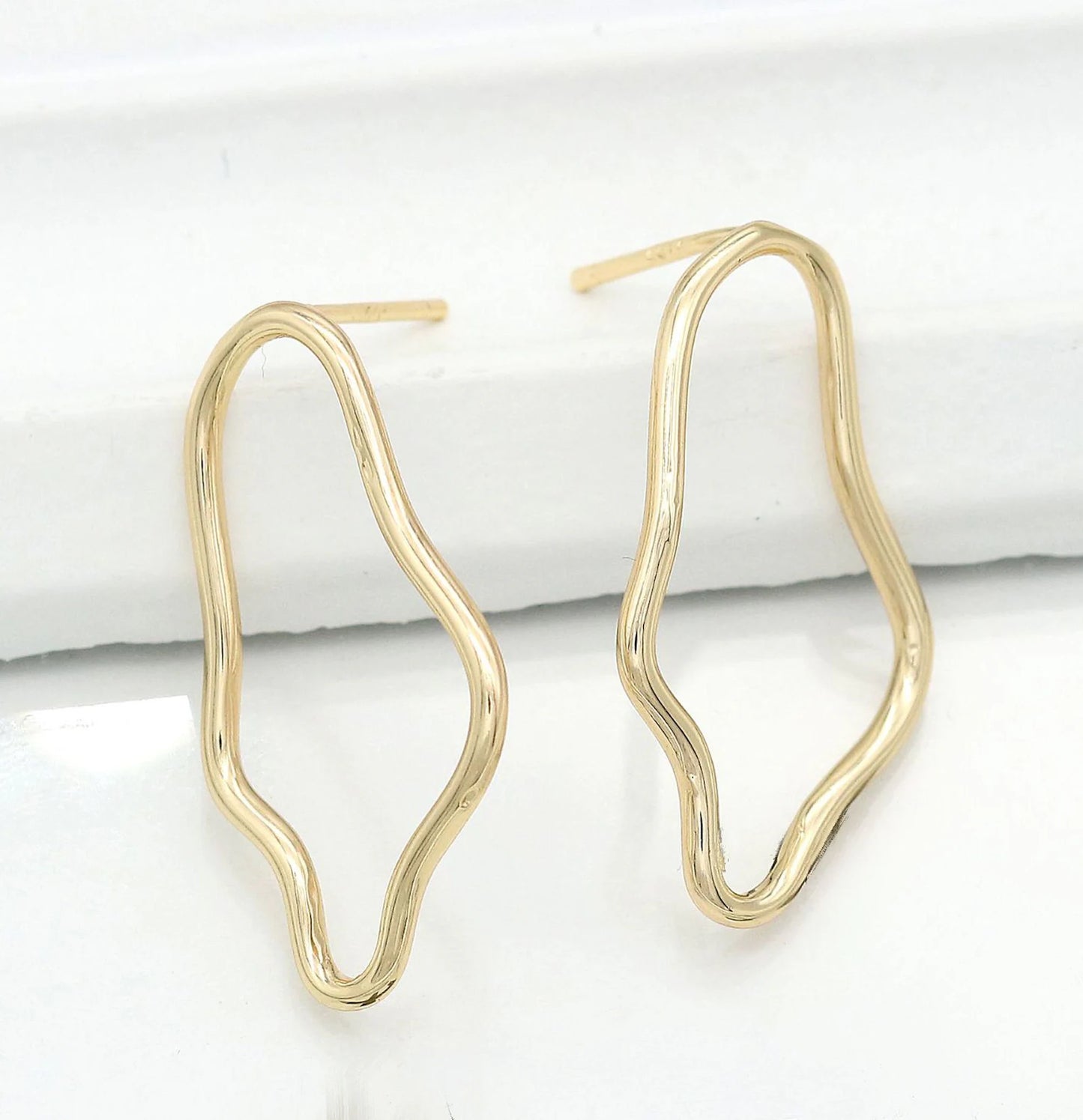 Asymmetrical Gold Hoop Earrings