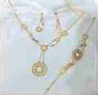 22K Plated Golden Copper Jewelry Set (Necklace, Bracelet, Earrings)