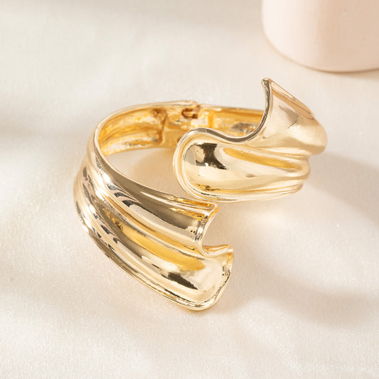 Bold Sculptural Gold Cuff Bracelet