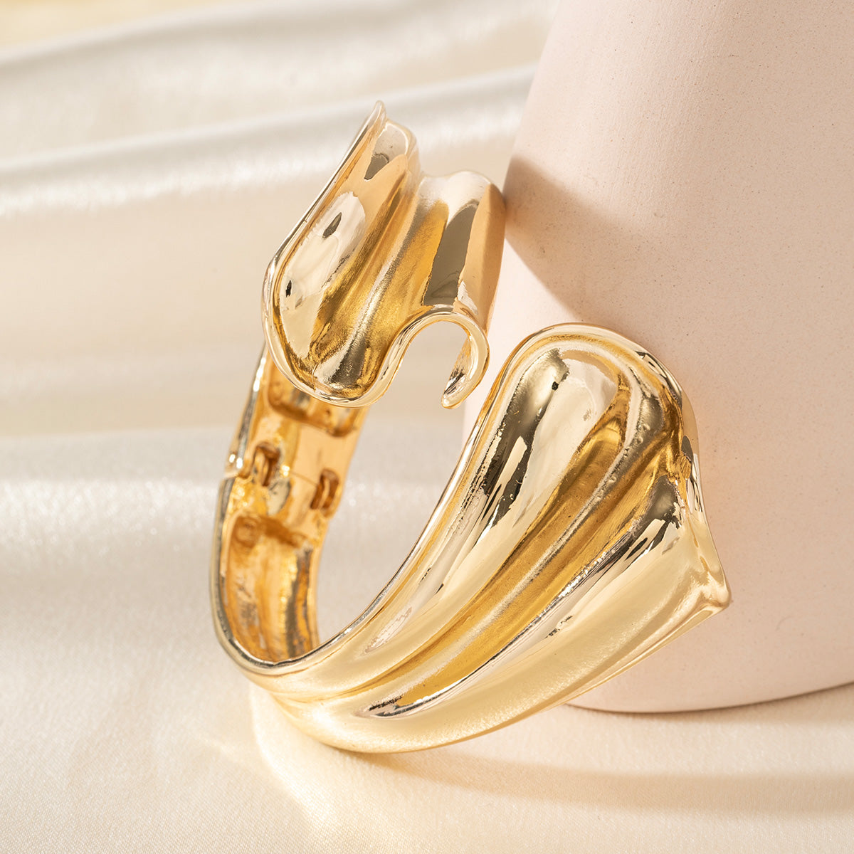 Bold Sculptural Gold Cuff Bracelet